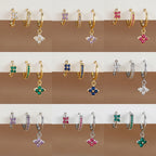 3-Piece Stainless Steel Flower Drop Earrings Set with Cubic Zirconia – Hypoallergenic Floral Dangle Earrings for Women