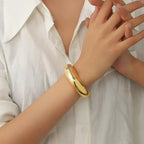 Irregular Geometric Cuff Bangle Bracelet for Women – Bold Statement Fashion Bracelet, Trendy Open Cuff Jewelry