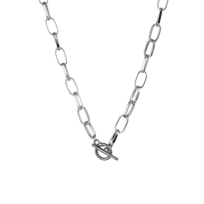Stainless Steel Thick Chain Necklace – Unisex Punk Choker Jewelry for Women & Men