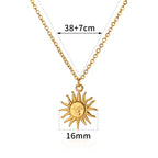 Sunflower Pendant Geometric Necklace – Stainless Steel Clavicle Chain for Women
