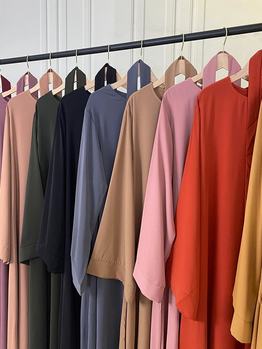 Elegant Modest Maxi Dress with Waist Tie – Long Sleeve Woven Abaya Style Dress for Women (All Season)