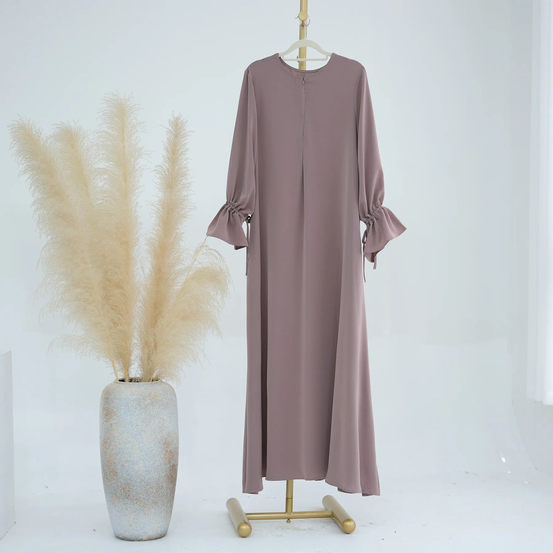 Elariah Women's Modest Maxi Kaftan Dress with Bow Detail & Pockets | Long Sleeve Islamic Abaya for Ramadan, Eid & Everyday Wear