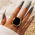 Bague vintage en émail noir – Bague géométrique d'inspiration punk pour homme