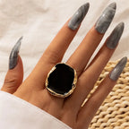 Bague vintage en émail noir – Bague géométrique d'inspiration punk pour homme