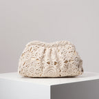 Elariah Women's Bohemian Woven Hollow Clutch Bag – Patterned Straw-Style Evening Handbag with Kiss Lock Closure