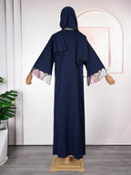 Luxury Chiffon Abaya Dress with Headscarf & Belt – African Boubou Kaftan Evening Maxi