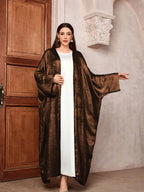 Luxury Satin Batwing Abaya Kimono – Shiny Open Front Maxi Kaftan for Ramadan, Eid & Evening Wear