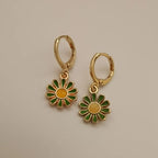 Gold Daisy Sunflower Hoop Earrings – Delicate Dangle Hoops for Women, Everyday & Gift Jewelry