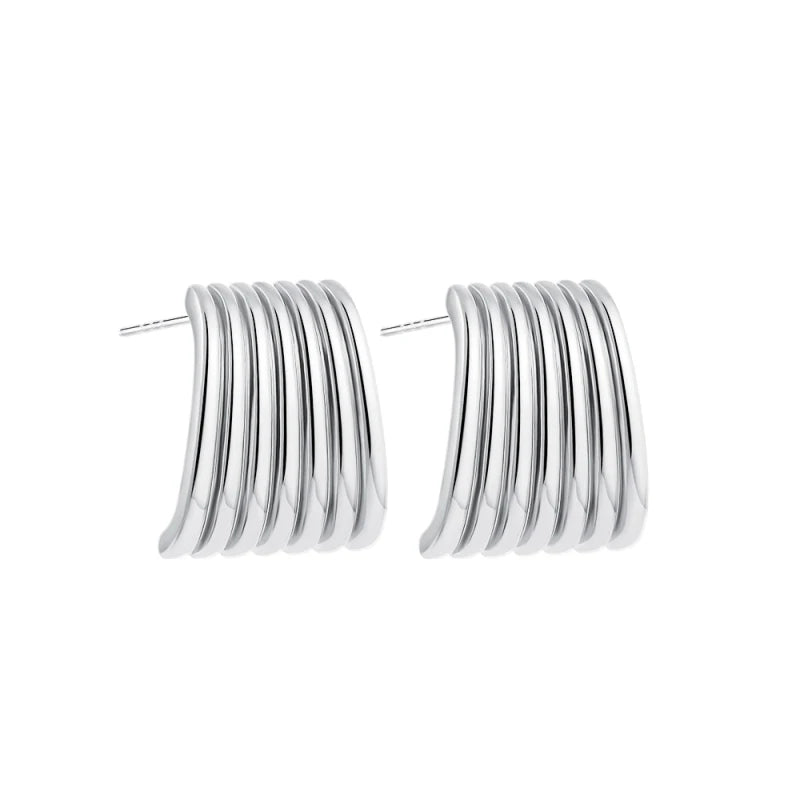 18K Gold Plated Stainless Steel Multilayer Circle Knot Drop Earrings for Women – Textured Statement Round Earrings
