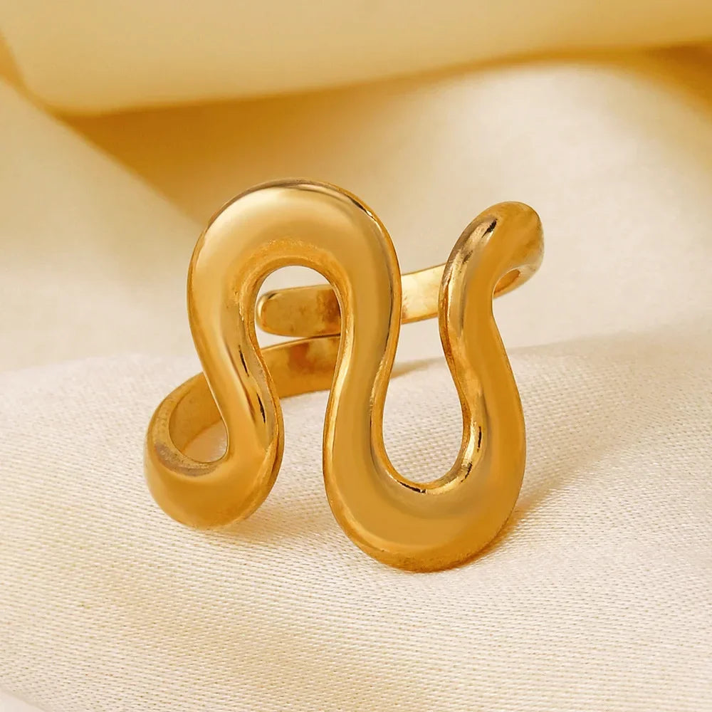 Elariah 14K Gold Plated Stainless Steel Geometric Cocktail Ring – Bold Statement Party Ring for Women