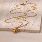 Sunflower Pendant Geometric Necklace – Stainless Steel Clavicle Chain for Women
