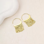 Gold Bling Tassel Statement Earrings – Elegant Long Drop Design for Women