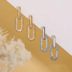 Retro Double Loop Hoop Earrings – Gold & Silver Geometric Drop Design