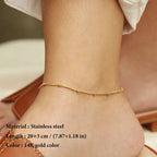 Minimalist Stainless Steel Bead Anklet for Women – Adjustable Gold, Silver & Rose Gold Chain Anklet Bracelet
