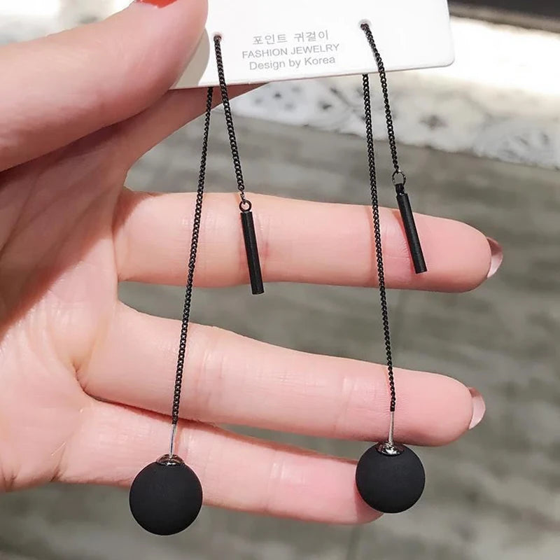 Elegant Pearl Long Tassel Drop Earrings – Fashion Metal Chain Jewelry for Women