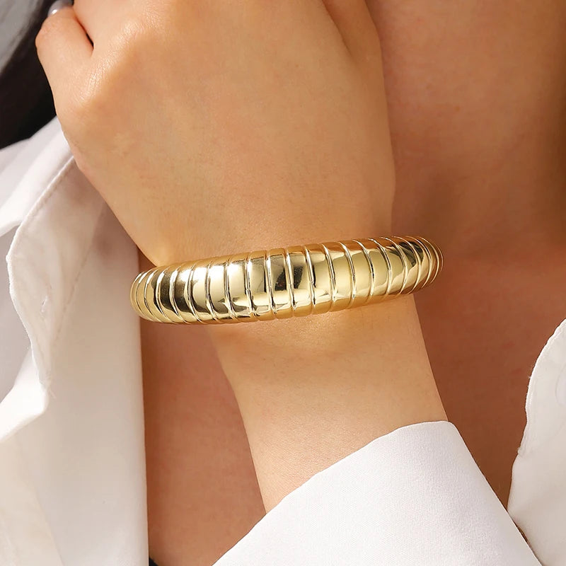 Irregular Geometric Cuff Bangle Bracelet for Women – Bold Statement Fashion Bracelet, Trendy Open Cuff Jewelry