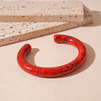 Trendy Multicolor Irregular Acrylic Cuff Bracelet – Geometric Open Bangle for Women