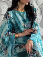 Elegant Printed Pullover Abaya for Women – Loose Fit Full Sleeve Islamic Maxi Kaftan Dress (One Size)