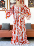 Embroidered Cotton Abaya Dress – Loose Boho Maxi Kaftan with Tassel Detail (One Size, 6 Colours)