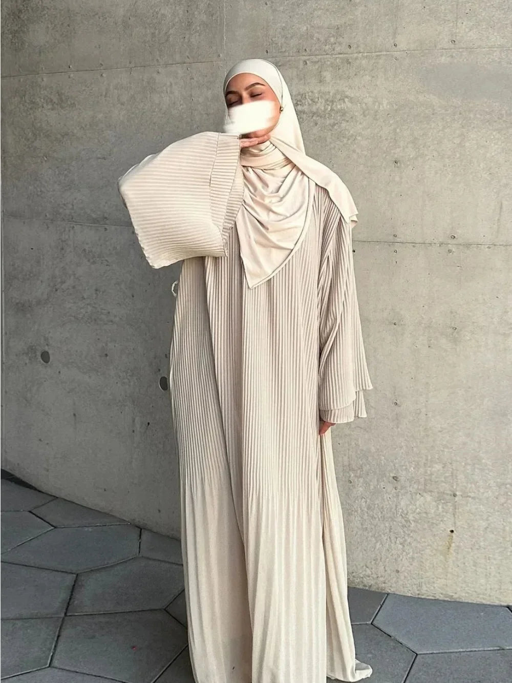 Elegant Pleated Kaftan Abaya Dress for Women – Flare Sleeve Jalabiya | Modest Eid & Occasion Wear
