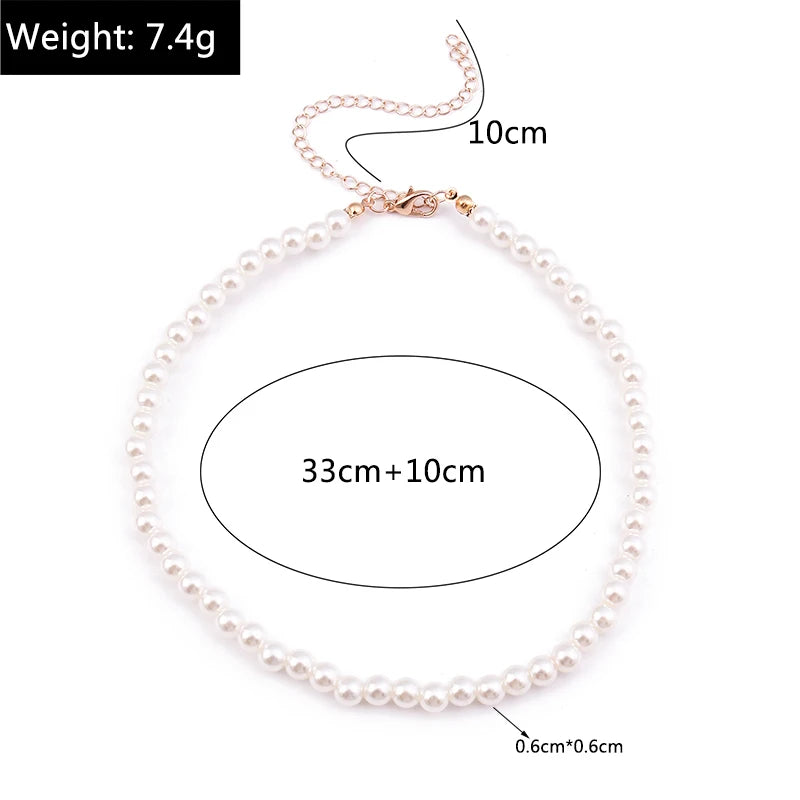 Classic Imitation Pearl Beaded Choker Necklace for Women – Elegant Bridal & Wedding Pearl Collar Necklace