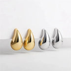 Vintage Chunky Dome Teardrop Earrings – 925 Sterling Silver with 18K Gold Plating