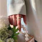 Bague ajustable géométrique vintage en émail blanc – Bague cocktail ouverte irrégulière pour femme