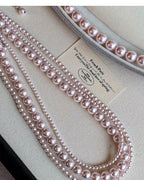 Rose Purple Simulated Pearl Beaded Necklace – Elegant Gold Plated Clavicle Chain for Women