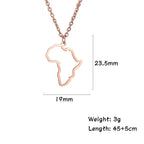 Collier pendentif tendance carte d'Afrique pour femme – Collier géométrique en acier inoxydable, coloris or, or rose ou acier.
