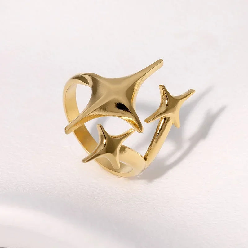 Elariah 14K Gold Plated Stainless Steel Geometric Cocktail Ring – Bold Statement Party Ring for Women