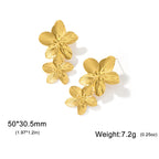 Boucles d'oreilles à tige Unift vintage en forme de fleur pour femme – Bijou bohème tendance en acier inoxydable plaqué or 14 carats