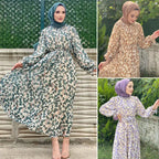 Elariah Luxury Chiffon Abaya Dress – Elegant Floral Modest Maxi Dress for Women (Summer Ramadan Occasion Wear)