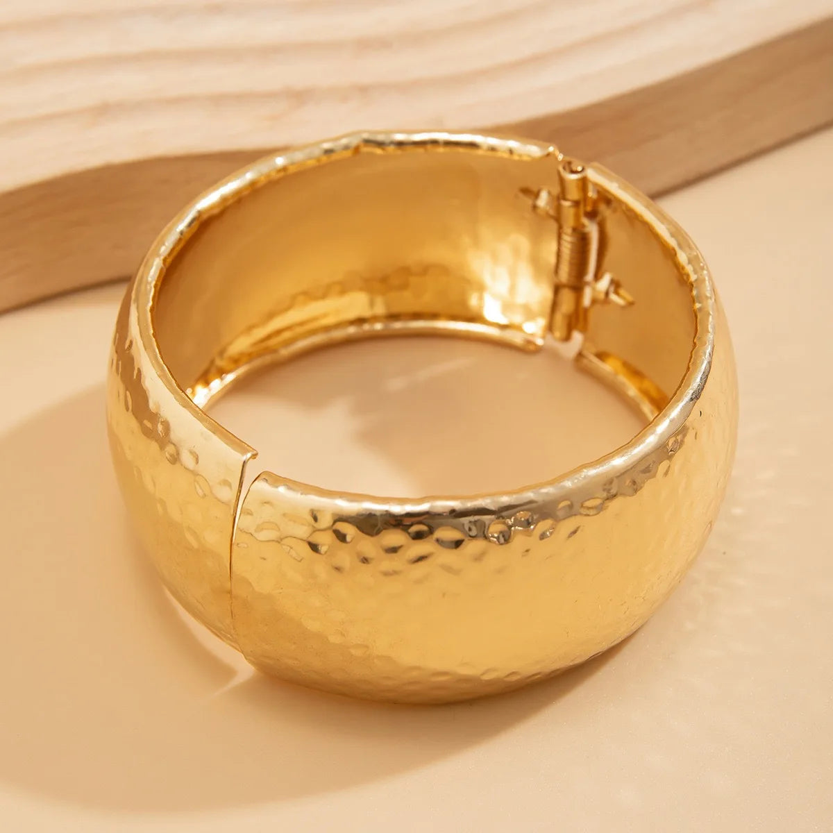 Elariah Bold Irregular Gold Wide Cuff Bangle – Statement Glossy Geometric Bracelet (6cm)