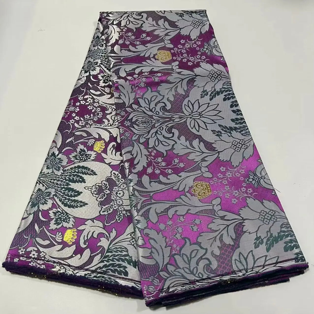 African Damask Lace Fabric (2.5 or 5 Yards) – Thick Jacquard Brocade for Aso Oke, Headwrap & Bridal Dresses