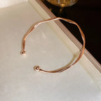 Minimalist Twisted Gold Cuff Bangle Bracelet for Women – Elegant Open Bangle Jewelry