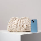 Elariah Women's Bohemian Woven Hollow Clutch Bag – Patterned Straw-Style Evening Handbag with Kiss Lock Closure