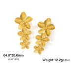 Boucles d'oreilles à tige Unift vintage en forme de fleur pour femme – Bijou bohème tendance en acier inoxydable plaqué or 14 carats