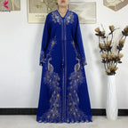 Elariah Diamond Chiffon Modest Abaya Dress – Elegant Long Sleeve Islamic Maxi Robe