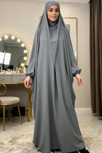 Elariah Women's Hooded Prayer Abaya with Long Khimar Hijab | Modest Islamic Prayer Garment | Loose Fit Nida Fabric