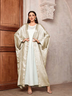 Luxury Satin Batwing Abaya Kimono – Shiny Open Front Maxi Kaftan for Ramadan, Eid & Evening Wear