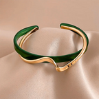 White Acrylic Geometric C-Shape Open Bangle Bracelet for Women – Minimalist Metal Cuff Bracelet, Modern Fashion Jewellery Gift