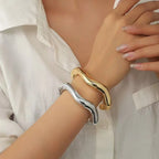 Irregular Geometric Cuff Bangle Bracelet for Women – Bold Statement Fashion Bracelet, Trendy Open Cuff Jewelry