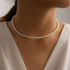 Classic Imitation Pearl Beaded Choker Necklace for Women – Elegant Bridal & Wedding Pearl Collar Necklace