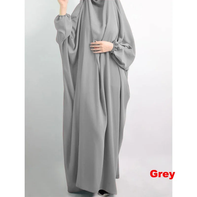 Elariah Women's Hooded Prayer Abaya with Long Khimar Hijab | Modest Islamic Prayer Garment | Loose Fit Nida Fabric