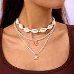 Bohemian Beach Shell Necklace – Seashell & Starfish Pendant Choker for Women