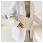 Elariah Woven Straw Wristlet Clutch Bag – Bohemian Summer Beach Handbag with Zipper (White, Khaki, Beige)
