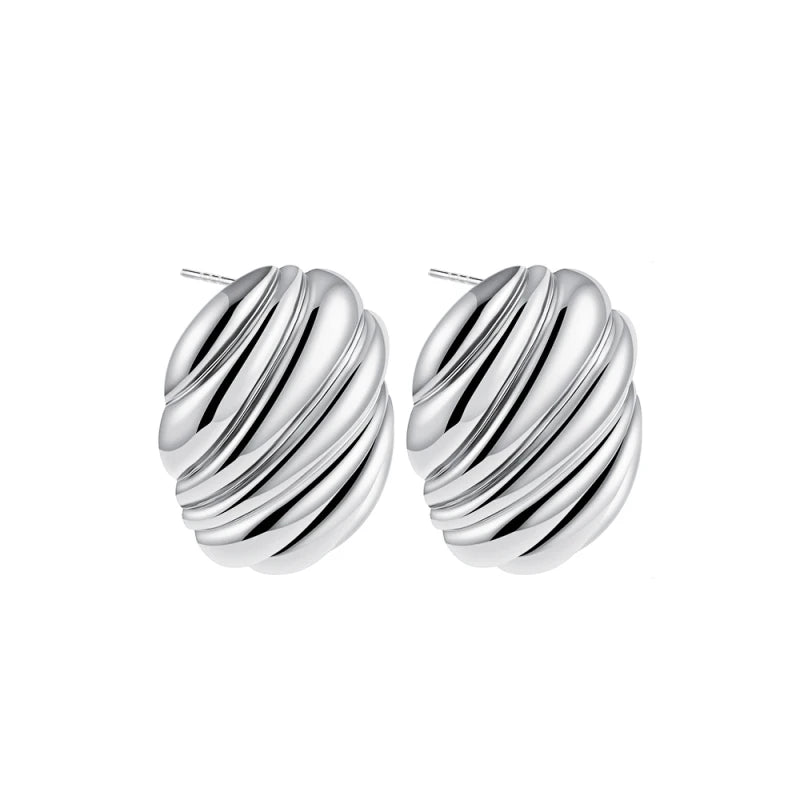 18K Gold Plated Stainless Steel Multilayer Circle Knot Drop Earrings for Women – Textured Statement Round Earrings
