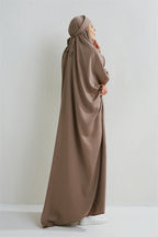 Elariah Hooded Modest Abaya Dress – Loose Fit One-Piece Jilbab with Smocked Sleeves (Black)