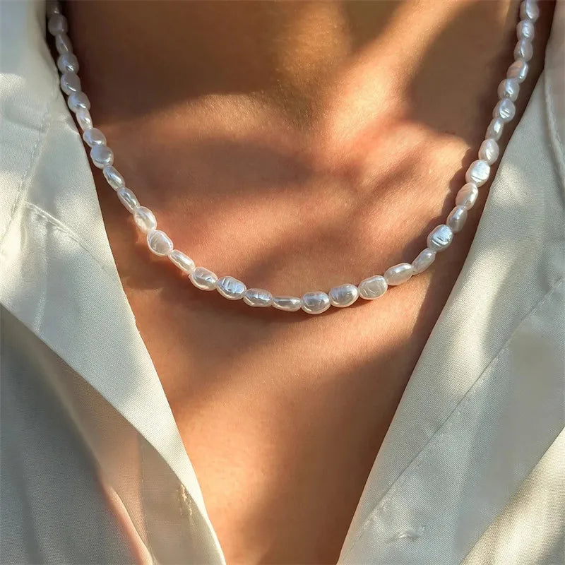 Vintage Elegant Pearl Choker Necklace for Women – Imitation Tear-Drop Beaded Jewelry for Weddings & Parties