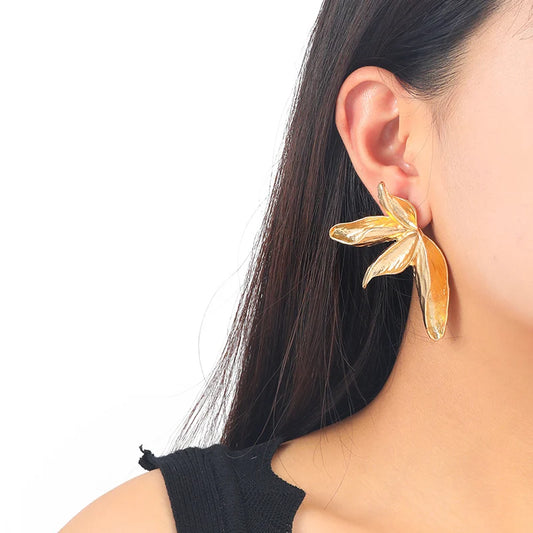 Large Textured Metal Flower Stud Earrings – Bold Statement Jewelry for Women